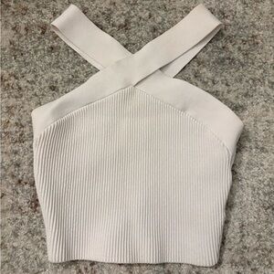 Babaton Cream Cross-Strap Crop Top